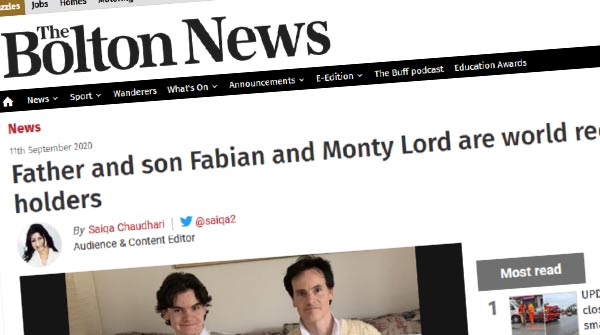 Monty Lord in Bolton News, 11th September 2020