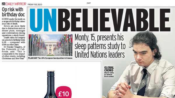 Monty Lord in the Daily Mirror newspaper, 11th December 2020