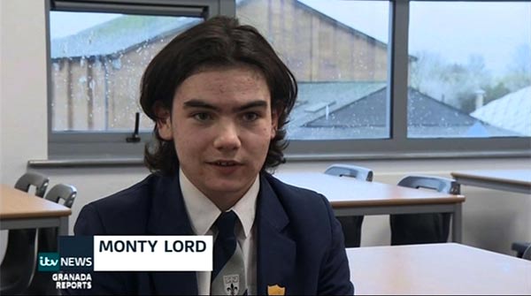 Monty Lord featured on ITV News, 7th December 2020